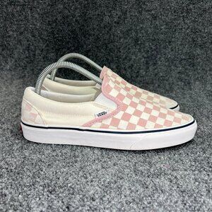 Vans Classic Slip On Shoes Womens Size 9 Pink Checkerboard Athletic Casual Skate